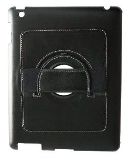 Gaorui Hand held Leather Case Stand 360 Degree Rotating Back Shell Sleep Wake Up Smart Cover for Ipad 2 3   Black: Computers & Accessories
