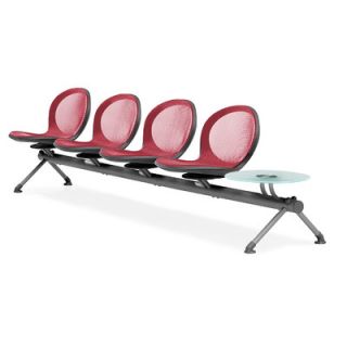OFM Net Series Four Chair Beam Seating with Table NB 5G Color: Red