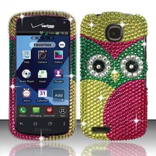 Green Pink Owl Rhinestone Hard Case Snap On Bling Cover For Pantech Marauder ADR910L: Cell Phones & Accessories