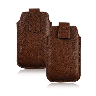 iGADGET IG912 Genuine Leather iPhone 4 4S Quality Slip Pouch Protective Case Cover with Pull Tab for Apple iPhone 4 4S (2011) 4G HD   BROWN: Cell Phones & Accessories