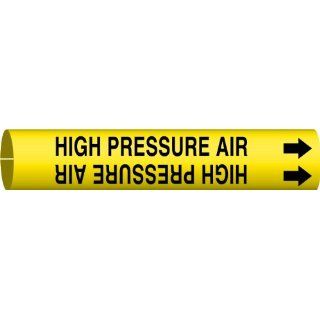 Brady 4075 G Brady Strap On Pipe Marker, B 915, Black On Yellow Printed Plastic Sheet, Legend "High Pressure Air": Industrial Pipe Markers: Industrial & Scientific