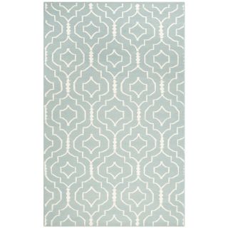 Safavieh Hand woven Moroccan Dhurrie Light Blue/ Ivory Wool Area Rug (5 X 8)