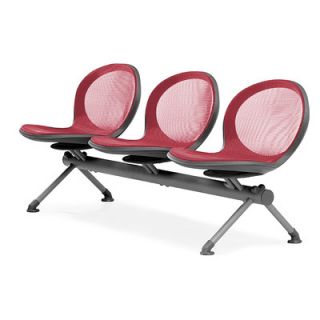 OFM Net Series Mesh Three Chair Beam Seating NB 3 Color: Red