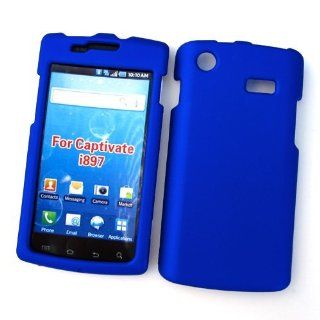 Samsung Captivate I897 (AT&T) Rubberized Snap On Protector Hard Case, Blue: Cell Phones & Accessories
