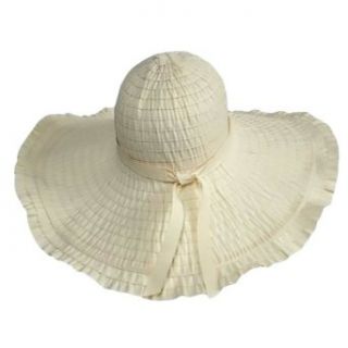 Luxury Divas Cream Ruffled Wide Wired Brim Floppy Sun Hat