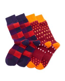 2 Pair Mens Cashmere Socks Boxed Set, Navy/Berry/Multi   Arthur George by