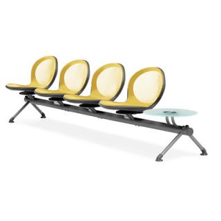 OFM Net Series Four Chair Beam Seating with Table NB 5G Color: Yellow
