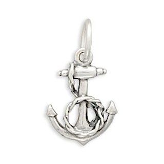 15x11mm Anchor and Rope Charm .925 Sterling Silver: Jewelry