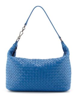 Woven Leather Shoulder Bag, Blue   Bottega Veneta