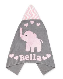 Personalized Big Foot Elephant Hooded Towel, Pink   Boogie Baby