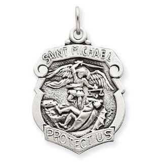925 Sterling Silver Saint Michael Medal Emblem Pendant: Jewelry