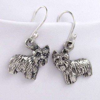 Sterling silver Yorkie Puppy Earrings (925 Sterling silver): glitzs: Jewelry
