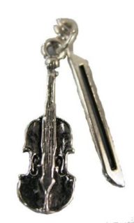 .925 Sterling Silver Violin & Bow Charm: Clothing