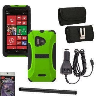 Trident Aegis Green Heavy Duty Hybrid Tough Cover for Nokia Lumia 928 Bundle Pack   5 items. Hard Shell and Silicone Gel, with Screen Protector and Car Charger, Stylus Pen, Radiation Shield and Horizontal Metal Clip Case that fits your phone with the Cover