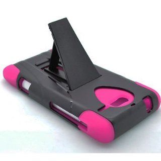 For Motorola DROID RAZR M XT907 Hybrid Rubber Hard Case Pink Black Y Shap Stand: Cell Phones & Accessories