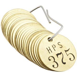 Brady 44734 1 1/2" Diameter, Stamped Brass Valve Tags, Numbers 351 375, Legend "HPS" (Pack of 25 Tags): Industrial Lockout Tagout Tags: Industrial & Scientific
