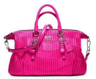 NWT Coach Madison Gathered Leather Juliette Satchel Purse Hot Pink 21280: Clothing