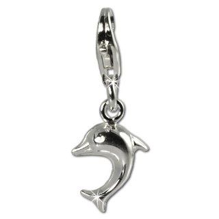 SilberDream small Charm dolphin 925 Sterling Silver Charms Pendant with Lobster Clasp for Charms Bracelet, Necklace or Earring FC942: Jewelry