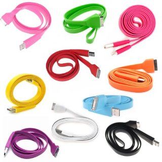 30 Pin Sync Data Cable Noodle Flat 3.3 Feet for the Iphone Ipad Mini 4s 4 4th 4g 3 3gs 2 Nano Itouch Bundle 10 Colors White Black blue Yellow Red Green Hot Pink Pink Purple Orange Cess Accessories: Cell Phones & Accessories
