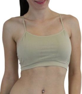 ToBeInStyle Women's Racerback Wire Free Sports Bra w/ Adjustable Straps   One Size   Beige at  Womens Clothing store