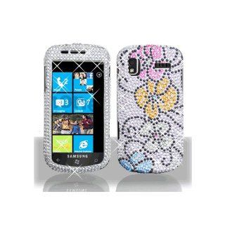 Rainbow Hawaii Flower Bling Gem Jeweled Crystal Cover Case for Samsung Focus SGH I917: Cell Phones & Accessories