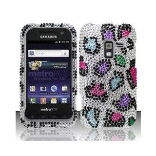 Silver Colorful Leopard Bling Gem Jeweled Crystal Cover Case for Samsung Galaxy Attain 4G SCH R920: Cell Phones & Accessories