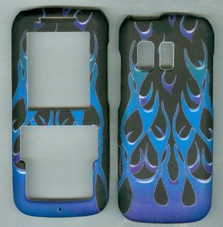 Samsung Straight Talk R451c, Tracfone SCH R451c Net10 Straight Talk Snap on Hard Case Shell Cover Protector Faceplate Rubberized Wireless Cell Phone Accessory Blue Flames: Cell Phones & Accessories