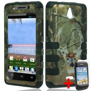 HUAWEI ASCEND PLUS H881C GREEN DEER HUNTING HYBRID COVER HARD GEL CASE + FREE SCREEN PROTECTOR from [ACCESSORY ARENA]: Cell Phones & Accessories