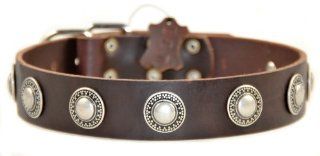 Dean and Tyler "SIMPLE TREASURE", Leather Dog Collar with Solid Nickel Hardware   Brown   Size 18 Inch by 1 1/2 Inch   Fits Neck 16 Inch to 20 Inch : Pet Collars : Pet Supplies