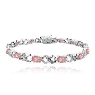 3ct Created Pink Opal & Diamond Accent Infinity Bracelet: Jewelry