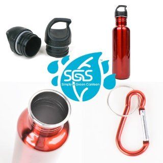 Stainless Steel Water Bottle Canteen   Single Pack   Candy Apple Red: Kitchen & Dining