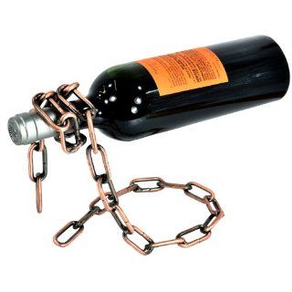 Modern Contemporary Urban Bronze Metal Coiled Chain Links Design Free Standing Decorative Table Top Wine Bottle Display Holder Stand Storage Organizer Rack  