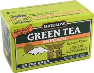 Bigelow Tea   Green Tea with Peach   20 Tea Bags: Kitchen & Dining