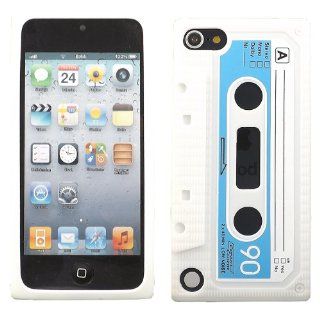 Retro Cassette Silicone Shell Case Cover For Apple iPod Touch 5 5th Generation / White: Cell Phones & Accessories