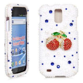 iSee Case 3D Pearl Bling Rhinestone Crystal Full Cover Case for Samsung Galaxy S2 S 2 II T Mobile HERCULES SGH T989 (Red Cherry White Peaerl): Cell Phones & Accessories