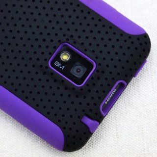 MINITURTLE, 2 in 1 Dual Layer Mesh Hybrid Hard Phone Case Cover and Clear Screen Protector Film for Android Smartphone TMobile G2x / LG Optimus 2x P 990 P 999 (Black / Purple) Cell Phones & Accessories