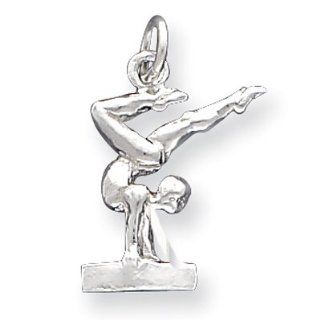 Sterling Silver Gymnast Charm Pendant: Pendant Necklaces: Jewelry