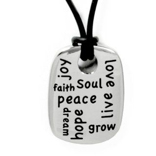 Pray Hope Dream Joy Peace Love Grow Live Faith Soul   Inspirational Pendant Necklace 18 Inch Black Cord: Jewelry