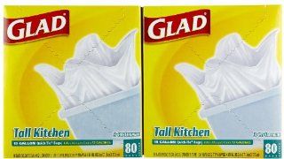 Glad Quick Tie Tall Kitchen Trash Bags, 80 ct, 13 gallon 2 pack: Health & Personal Care