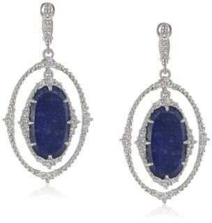 Judith Ripka "Sophia" Oval Blue Drop Earrings: Jewelry