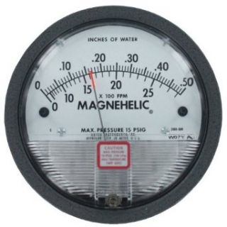 Dwyer Magnehelic Differential Pressure Gage, 2000 00AV, 0 0.25" w.c., 300 2000 FPM pc: Industrial Pressure Gauges: Industrial & Scientific