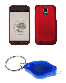Premium Red Rubberized Shield Hard Case Cover + Atom LED Keychain Light for Samsung Galaxy S II SGH T989 (T Mobile): Cell Phones & Accessories