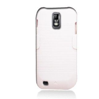 Aimo Wireless SAMT989PCBEC008 Shell Holster Combo Protective Case for Samsung Galaxy S2 T989 with Kickstand Belt Clip and Holster   Retail Packaging   White Cell Phones & Accessories