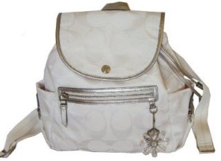 Coach Signature Daisy Kyra Nylon Backpack Bag 19715 White Silver: Shoes