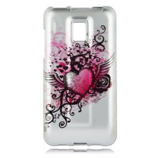 Talon Phone Case for LG Optimus 2X, P990, and G2X   Grunge Heart   T Mobile   1 Pack   Case   Retail Packaging   Hot Pink/Silver Cell Phones & Accessories