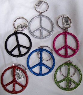 Glitter Peace Sign Key Chain   2 Pack: Toys & Games