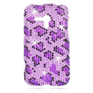 Talon Full Diamond Bling Cell Phone Case Cover Shell for Samsung M830 Galaxy Rush (Leopard  Purple)   Verizon,Boost Mobile: Cell Phones & Accessories