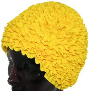 Fashy YELLOW Frill Swim Cap   Made in Germany : Sports & Outdoors