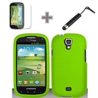 Rubberized Solid Neon Green Color Snap on Case Hard Case Skin Cover Faceplate with Screen Protector and Stylus Pen for Samsung Stratosphere 2 / i415   Verizon: Cell Phones & Accessories