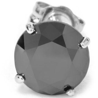 .43CT AAA Black Diamond SINGLE Mens Stud White Gold Womens Earring Genuine: Jewelry